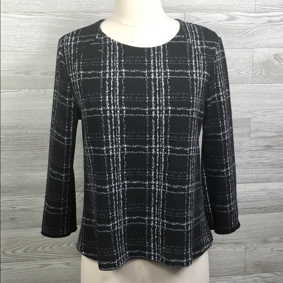 W5 Plaid Womens Crop Sleeve Top Shirt Career - Picture 1 of 10